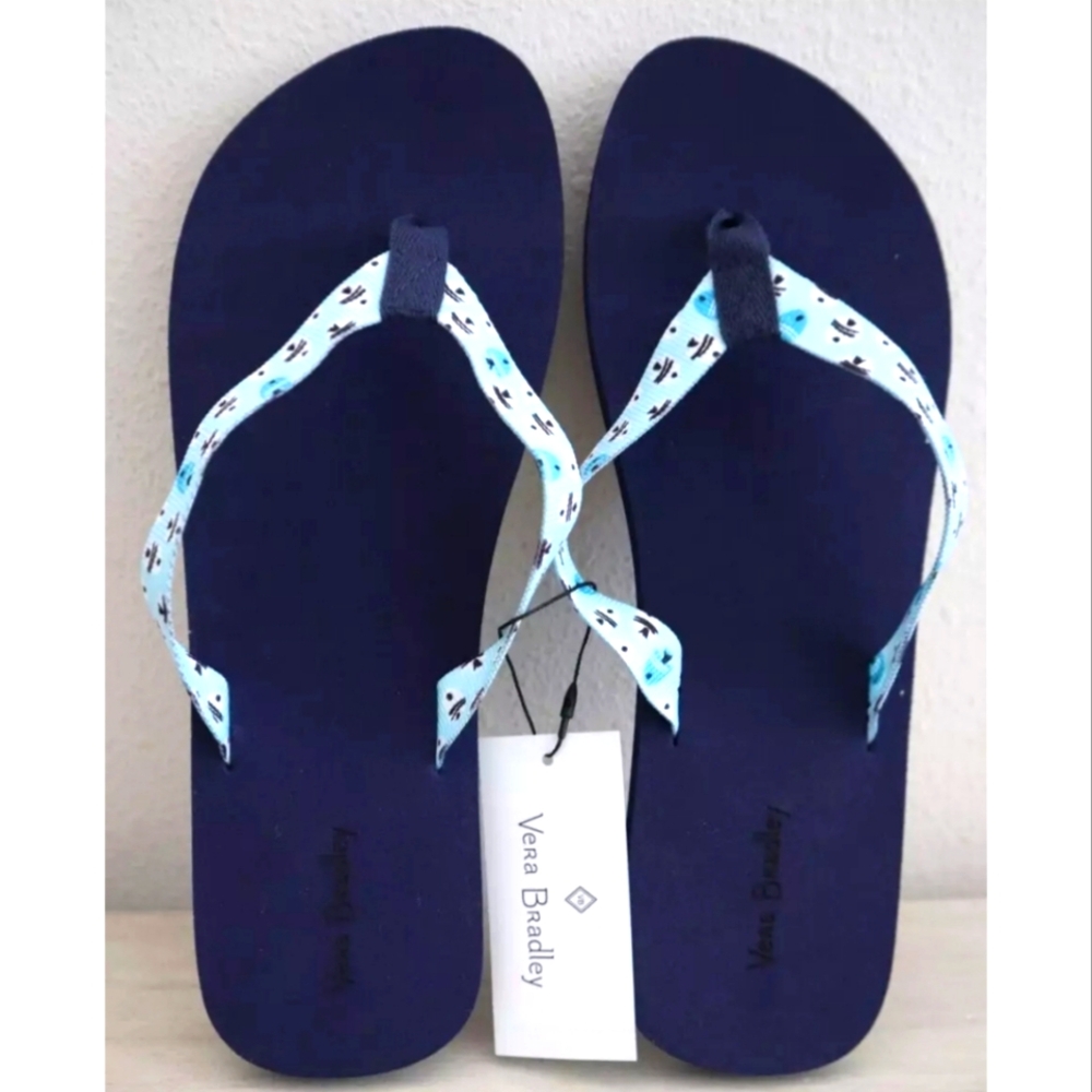 NWT Women's Vera Bradley Antilles Treasure Webbing Strap Flip-flops - Picture 1 of 6